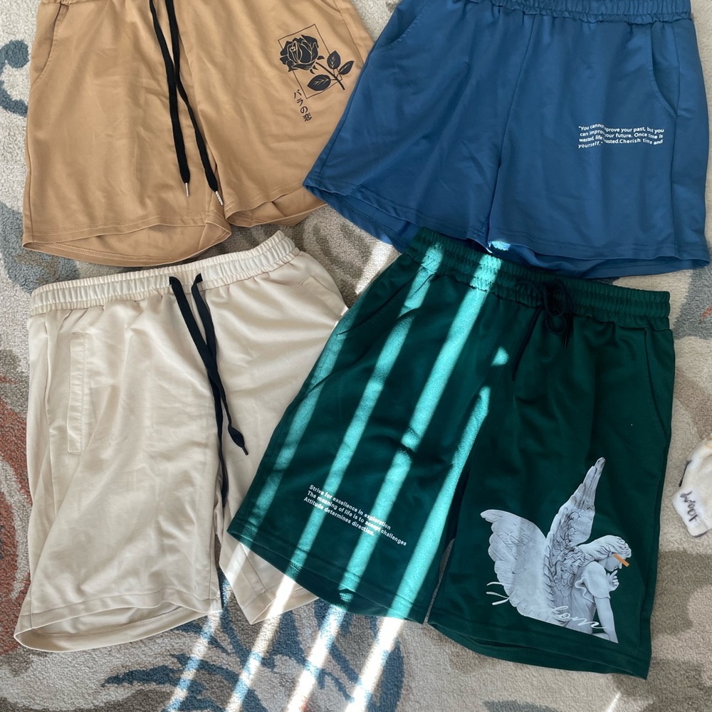 Bundle of SHEIN Men's Shorts Set - Tan, Blue, Cream, Green